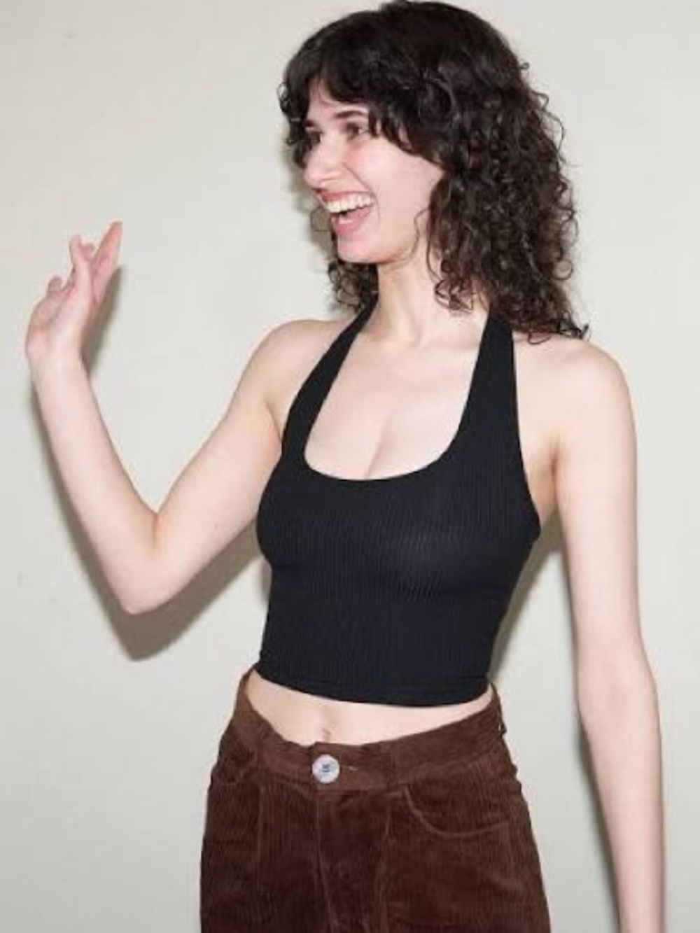 Fashion Brand Company Tencel Rib Halter Top - Black